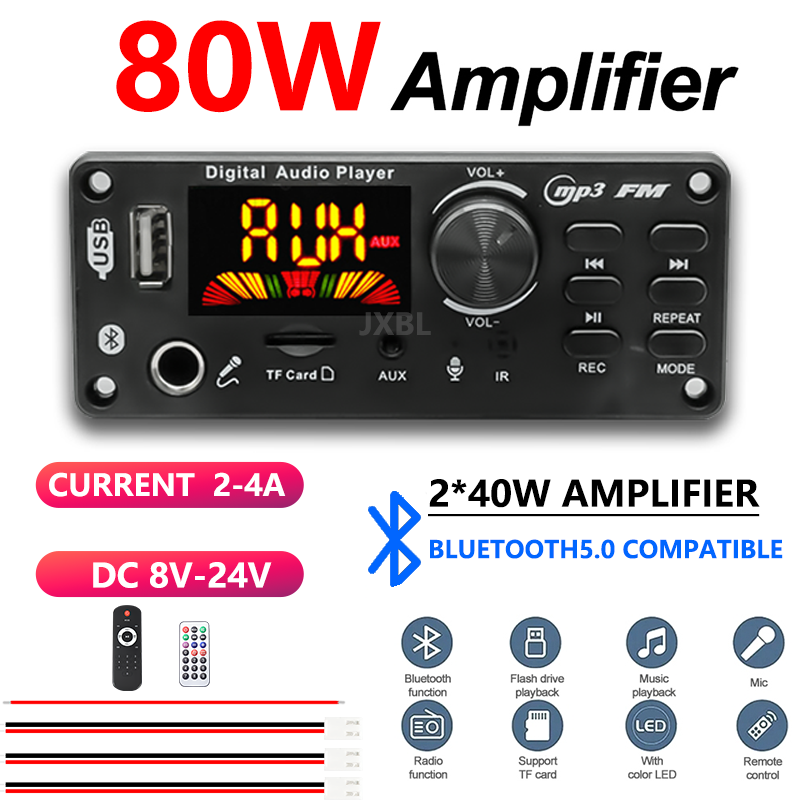 80W Bluetooth 5.0 MP3 Decoder  - Audio Music Car ulasan dan harga